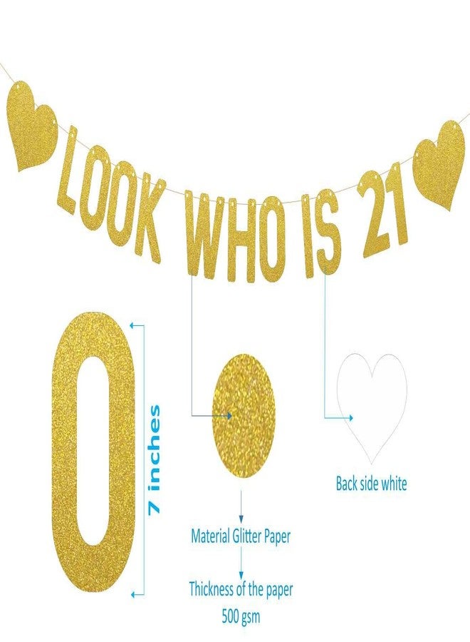 SVM CRAFT® Look Who is 21 Banner - Happy 21st Birthday Banner Party Decorations Black Paper Glitter Party Decorations For 21ST Wedding Anniversary 21 Years Old 21ST Birthday Party Supplies - Image 2